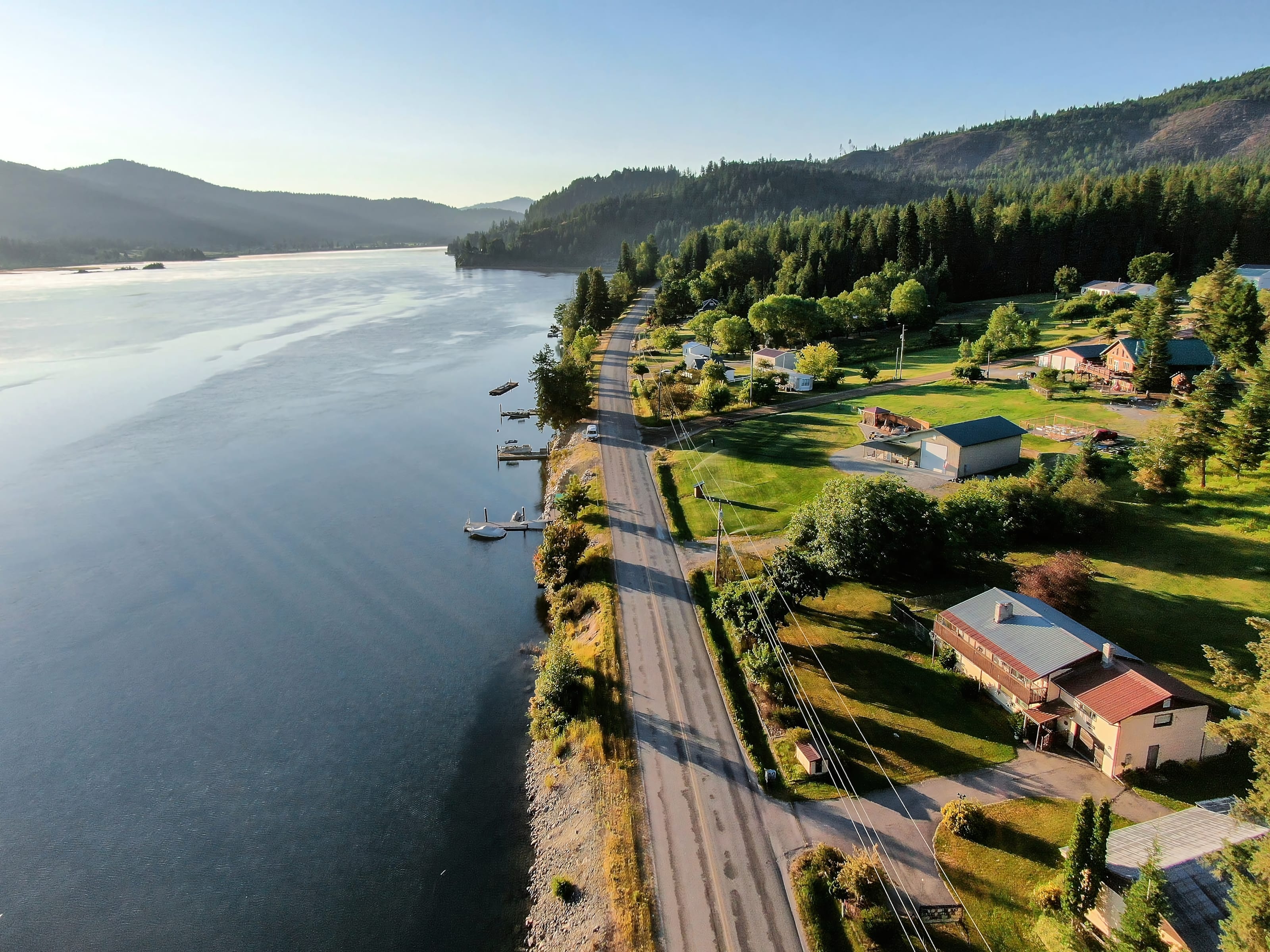Evergreen shoreline along Lake Pend Oreille near Sandpoint, Idaho